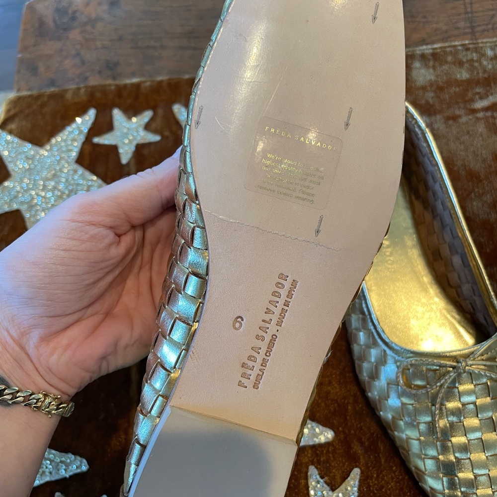 Freda Salvador Gold Jada Woven Ballet Flats - Picture 5 of 6